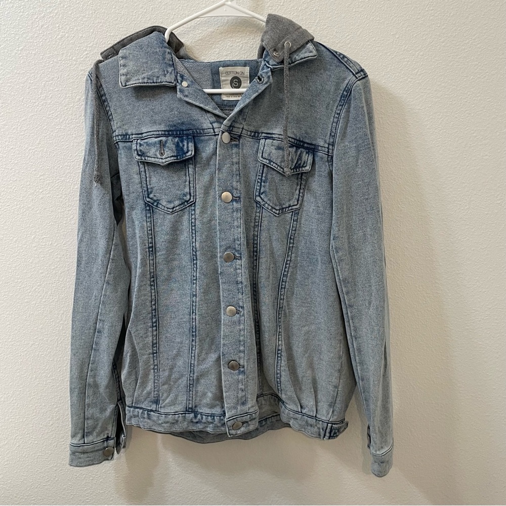 Cotton on Jean jacket hoodie blue small
